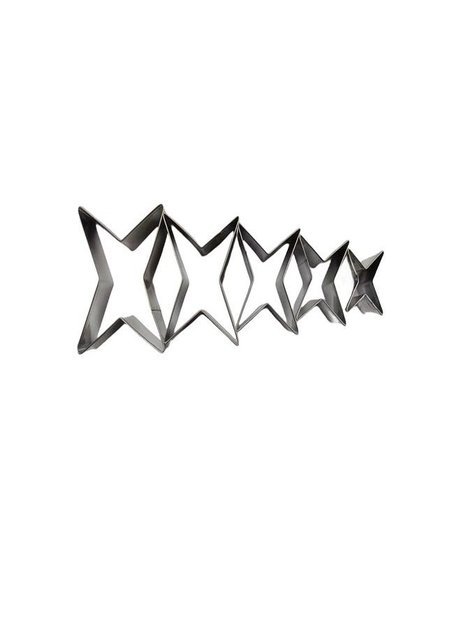 WHTCHSU Star Shape Cookie Cutter Set-5 pcs Stainless Steel Four-pointed Star Biscuit Molds Cake Cookie Cutter Set - Image 5